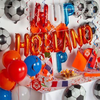 Fissaly® 114 pièces Pays-Bas Décoration – Football - Décoration rouge, blanc, bleu et orange – Fête du Roi - Soirée à thème néerlandais 5
