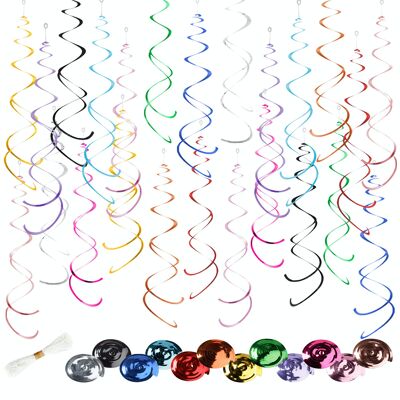 Fissaly® 72 Pieces Whirling Garlands – Birthday Decoration Decoration – Party Decoration – 12 Different Colors