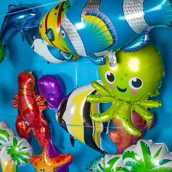 Fissaly® 15 pièces Ballons en aluminium créatures marines de l'océan – Décoration de fête – Décoration mer d'anniversaire – Incl. Poisson, requin, dauphin et plus 8