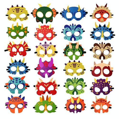 Fissaly® 24 Stuks Dinosaurus Feest Maskers – Dino Feest – Kinderfeestje Decoratie – Kostuum & Accessoires