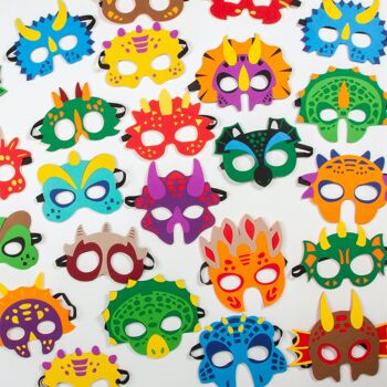 Fissaly® 24 pièces Masques de dinosaure – Dino Party – Décoration de fête pour enfants – Costume & Accessoires 3