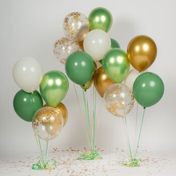 Fissaly® 40 pcs Ballons Olive & Or avec Ruban – Décoration de Fête – Embellissement Anniversaire – Confettis en Papier – Hélium 2