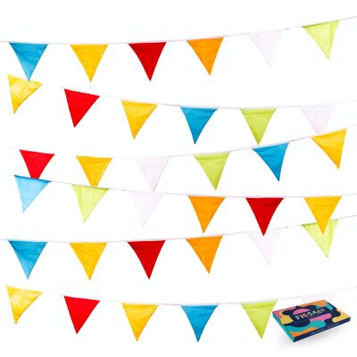 Fissaly® Verjaardag Stoffen Gekleurde Vlaggetjes Slinger – Decoratie – Happy Birthday - Luxe feest versiering voor je verjaardagsfeest – Rood, Geel, Blauw, Groen, Paars, Roze & Oranje