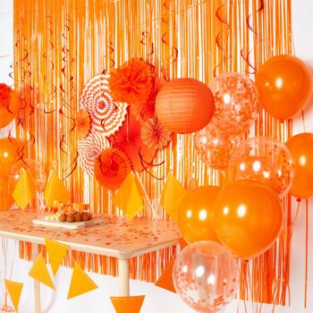Fissaly® 108 pièces Pays-Bas Orange Decoration Set – Décor de fête d'anniversaire avec ballons, drapeaux et guirlande – Jour du Roi – Football Theme Party – I love van Holland 5