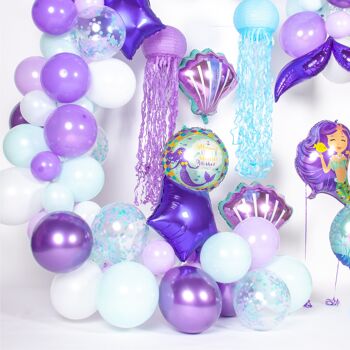 Fissaly® 117 pièces Décoration d'arc de ballons d'anniversaire de sirène - Fête pour fille décoration de fête - Pack de fête de sirène 5