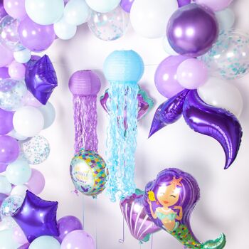 Fissaly® 117 pièces Décoration d'arc de ballons d'anniversaire de sirène - Fête pour fille décoration de fête - Pack de fête de sirène 8