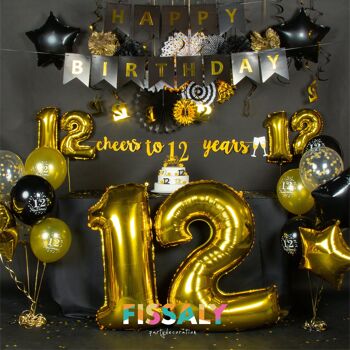 Achat Fissaly® 12 Anniversaire Décoration Embellissement - Ballons –  Anniversaire - Garçon & Fille - Noir et Or en gros