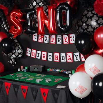Fissaly® 66 pièces Ensemble de décoration de casino de Las Vegas – Décor de fête d'anniversaire de poker – Décoration de fête 2