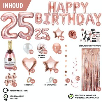 Fissaly® 25 Year Rose Gold Anniversaire Decoration Embellishment – Party  - Hélium, Latex & Paper Confetti Balloons 4