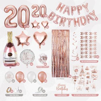 Fissaly® 20 Years Or Rose Anniversaire Décoration Embellissement – Fête  - Hélium, Latex & Paper Confetti Balloons 2