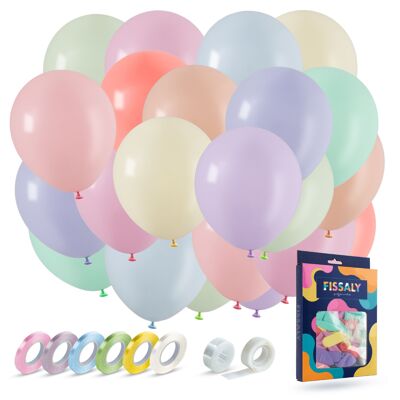 Fissaly® 40 Pieces Colored Pastel Helium Latex Balloons – Birthday Party Decoration Decoration