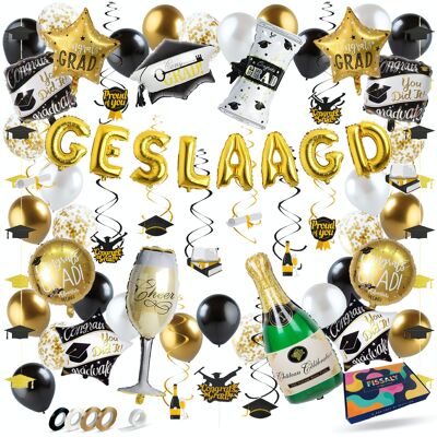 Fissaly® Pass Décoration Party Pack – Guirlandes & Ballons – Décoration Graduation