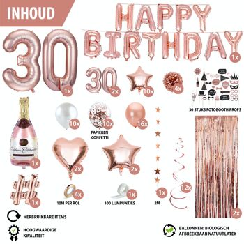 Fissaly® 30 Year Rose Gold Anniversary Decoration Embellishment - Hélium, Latex & Paper Confetti Balloons 4
