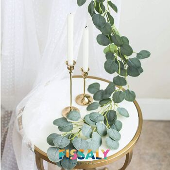 Fissaly® 3 pièces Guirlande d'eucalyptus Ensemble de décoration Incl. 24 Accessoires – Plantes de fond botaniques Décoration pour Salon & Party – Plantes artificielles, Plantes suspendues, Fake Plant & Plant 5