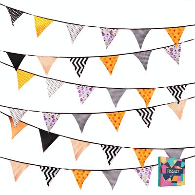 Fissaly® Verjaardag Stoffen Vlaggetjes Slinger – Decoratie – Happy Birthday - Luxe feest versiering voor je verjaardagsfeest – Rood, Geel, Blauw, Groen, Paars & Oranje