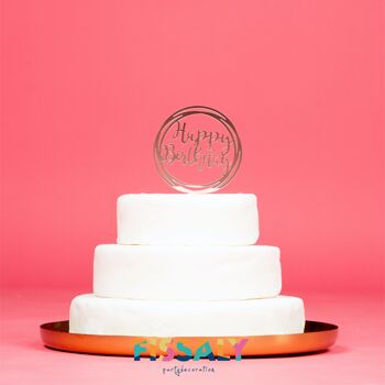 Fissaly® 6 Pieces Or Rose Happy Anniversaire Cake Topper & Cake Topper Set – Décoration de gâteau – Décoration Topper 4