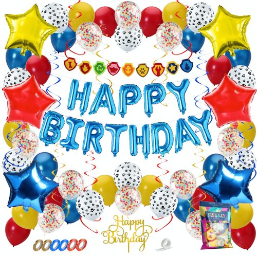 Fissaly® 77 Stuks Honden Thema Verjaardag Versiering – Inclusief Dog Ballonnen, Slingers & Accessoires – Kinderfeestje Decoratie - Voetpootje B