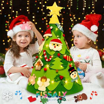 Achat Fissaly® Kit de décoration de Noël avec sapin de Noël en feutre pour  enfants, décorations de Noël, lumières de Noël et guirlande de joyeux Noël  - Cadeau de Noël - Enfants