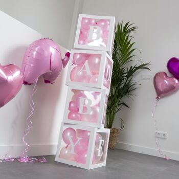 Fissaly® 58 pièces Babyshower Girl & Boîtes de décoration révélatrices du genre – Bébé Girl – Maman to Be Party - Forfait Ballons de décoration – Forfait Party 2