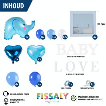 Fissaly® 58 pièces Babyshower Boy & Gender Reveal Decoration Boxes – Baby Boy – Maman to Be Party  - Décoration Balloons Package  - Forfait Fête 3