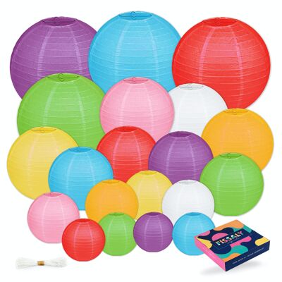 Fissaly® 20 Pieces Colored Lanterns Party Decoration – Decoration Garland – Nice for Happy Birthday Birthday, Children's Party, Themed Party, Neon Party & Party