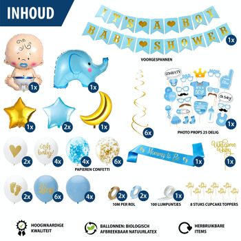 Fissaly® 81 pièces Babyshower Boy & Gender Reveal Décoration – Baby Boy – Mommy to Be Party Decoration Package  4