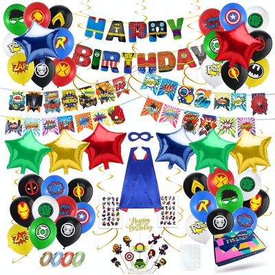 Fissaly® 118 Teile Superhelden-Partydekoration – Kinderparty-Dekoration – Superhelden-Themenparty Geburtstag – Party