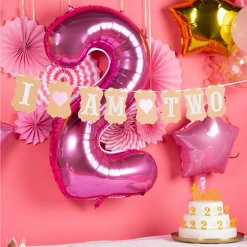 Compra Fissaly® Decoración de cumpleaños infantil de 2 años Niña XXL –  Decoración de feliz cumpleaños incl. Globos – Rosa al por mayor
