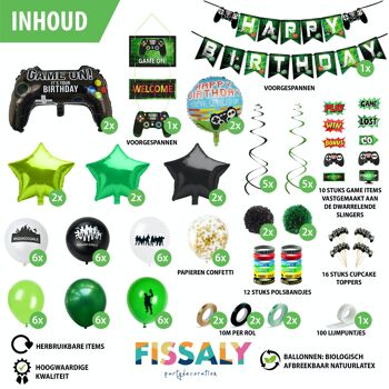 Fissaly® 91 pièces jeu vidéo décoration d'anniversaire avec ballons - vert 4