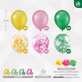 Fissaly® 40 Pièces Ballons Confettis en Latex et Papier Ballons à Thème Fête Tropicale Hawaï - Décoration de Fête 2