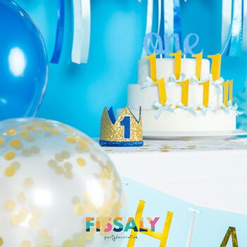 Fissaly® Bébé 1 An Décoration d'anniversaire Garçon XXL –  Happy Birthday Enfant Décoration Incl. Ballons – Bleu 5