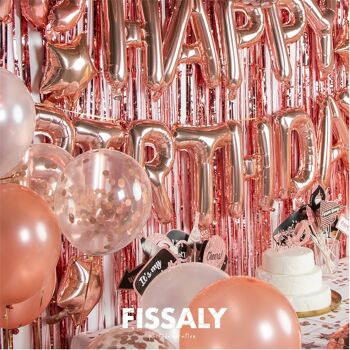 Fissaly® Décoration Anniversaire 21 Ans Or Rose - Ballons Confettis Hélium, Latex & Papier 3