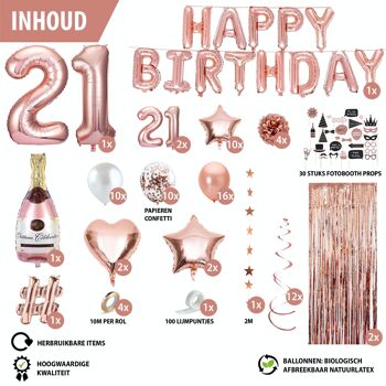 Fissaly® 20 Ans Or Rose Décoration' Anniversaire - Fête - Ballons Confettis  Hélium