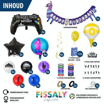 Fissaly® 106 pièces Kit de décoration d'anniversaire de jeu vidéo avec ballons – Décoration de fête et décoration de fête 3