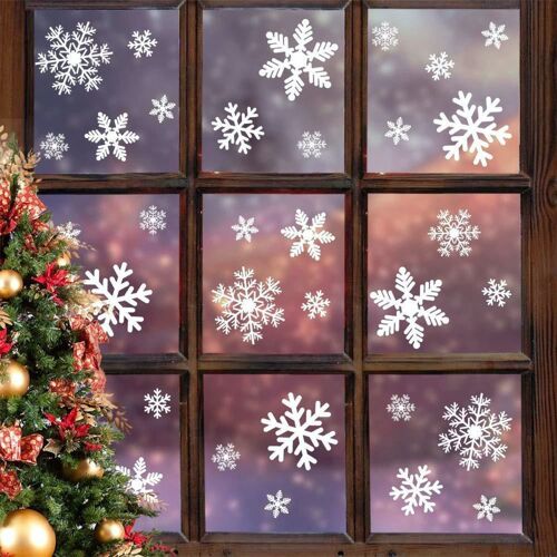 Fissaly® 294 Stickers Sneeuwvlokken Winter & Kerst Raam Decoratie – Kerstversiering voor Binnen - Sterren & Ijspegels - Raamstickers