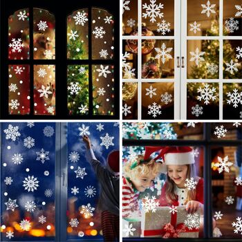 Fissaly® 294 Stickers Flocons de neige Décoration de fenêtres d'hiver et de Noël – Décoration de Noël pour l'intérieur - Étoiles et Glaçons - Autocollants de fenêtre 2