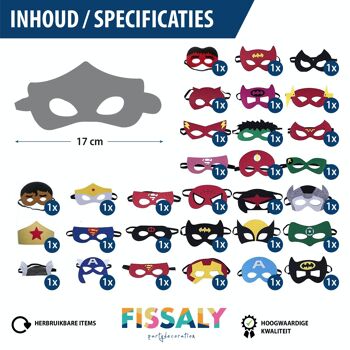 Fissaly® 30 Pièces Masques de Super-Héros pour Fêtes d'Enfants et Déguisements - Costume de Super-Héros pour Enfant 4