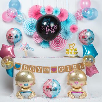 Fissaly® 130 pièces Genre Révéler Baby Shower Ballons Décoration Forfait de fête – Détermination du genre et Baby Shower 2