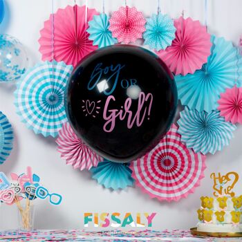 Fissaly® 130 pièces Genre Révéler Baby Shower Ballons Décoration Forfait de fête – Détermination du genre et Baby Shower 3