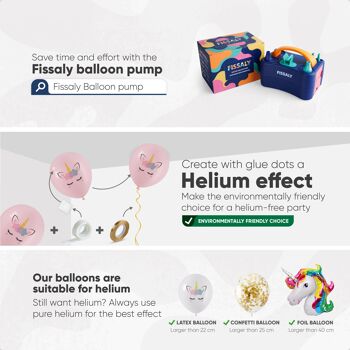 Fissaly® 37 pièces Décoration Licorne Ballons à hélium avec ruban – Anniversaire – Confettis en papier – Latex 5