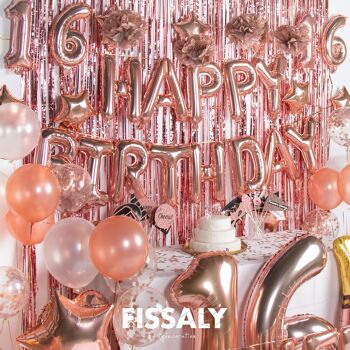 Fissaly® Sweet 16 Years Rose Gold Anniversary Decoration Embellishment  - Hélium, Latex & Paper Confetti Balloons 3