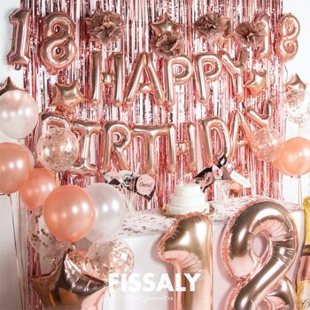 Décoration Anniversaire Fissaly® 18 Ans Or Rose - Ballons Confettis Hélium, Latex & Papier 3