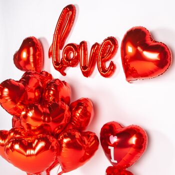 Fissaly® 21 Pièces Décoration Amour & Coeurs avec Ballons à l'Hélium et Ruban - Je T'aime - Lui & Son Cadeau - Rouge - Saint Valentin 5