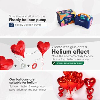 Fissaly® 21 Pièces Décoration Amour & Coeurs avec Ballons à l'Hélium et Ruban - Je T'aime - Lui & Son Cadeau - Rouge - Saint Valentin 7