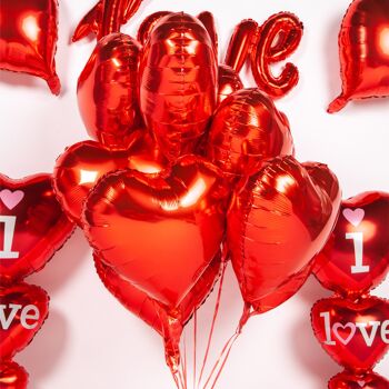 Fissaly® 21 Pièces Décoration Amour & Coeurs avec Ballons à l'Hélium et Ruban - Je T'aime - Lui & Son Cadeau - Rouge - Saint Valentin 8