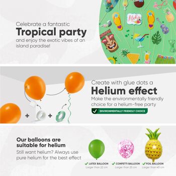Fissaly® 127 pièces Décoration de fête Hawaii Flamingo & Ananas – Guirlandes – Hélium – Ballons 7