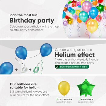 Fissaly® 76 Pièces Décoration Joyeux Anniversaire Colorée Embellissement – Ballons – Latex – Hélium – Fête 7