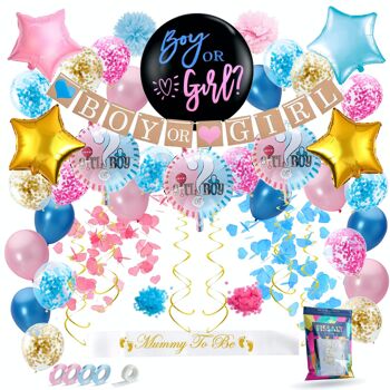 Fissaly® 50 pièces Genre Révéler Baby Show Balloons Decoration Party Package – Détermination du genre & Baby Shower 1