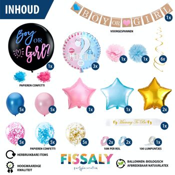 Fissaly® 50 pièces Genre Révéler Baby Show Balloons Decoration Party Package – Détermination du genre & Baby Shower 3