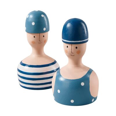 Set of 2 decorative bathers in wood 5x5x15cm - INTERIOR DECORATION